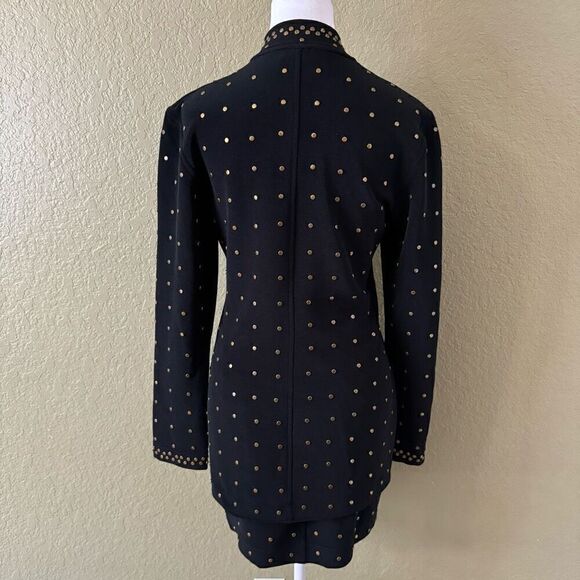 Tadashi Shoji Women's Brass Studded Suit Set Black 2 Piece Bold Office Statement - Picture 5 of 10